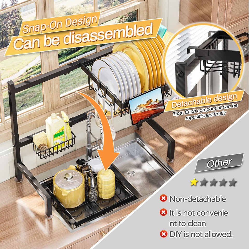 Hash Mart Over The Sink Dish Rack with Kitchen Organization