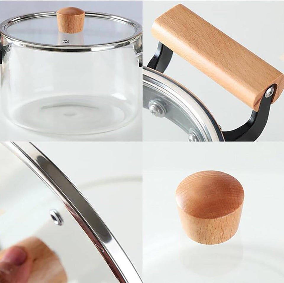 Glass Cooking Pot - Heat Resistant Cooking Bowl