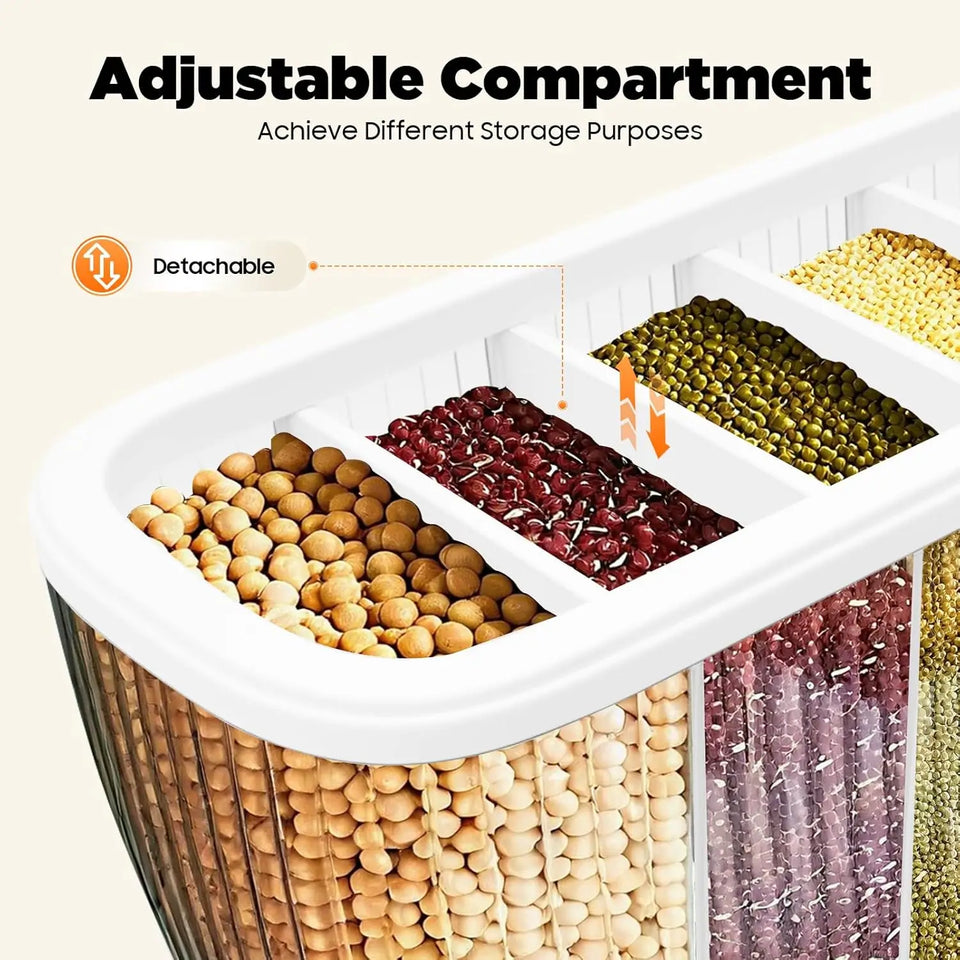 6-Grid Cereal Storage Dispenser -  Easy To Use & Clean