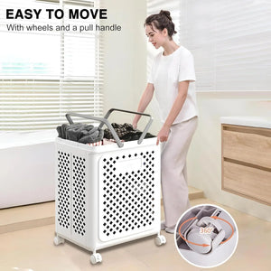 Hashmart Foldable Laundry Basket with Wheels