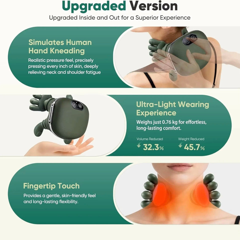 4D Simulated Human Hand Massager with Five Fingers, Electric Deep Tissue Massage Cushion, Wireless USB Rechargeable Portable Device for Neck, Shoulders, Back, Arms, And Legs