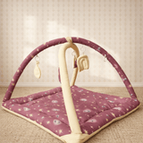 2in1 Reversible Purple & Yellow Playing Baby Mat with Hanging Toys and Neck pillow