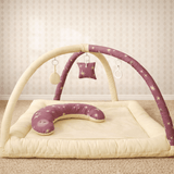 2in1 Reversible Purple & Yellow Playing Baby Mat with Hanging Toys and Neck pillow