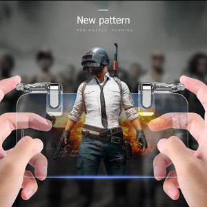2PCS PUBG Metal Trigger + 2 Pairs PUBG Mobile Finger Sleeve  L1 R1 For Mobile Phone