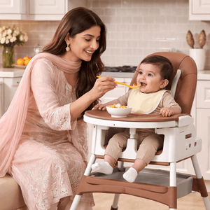 3-in-1 Adjustable Baby Feeding High Chair with Wheels, Safety Belt & Removable Tray | Blue