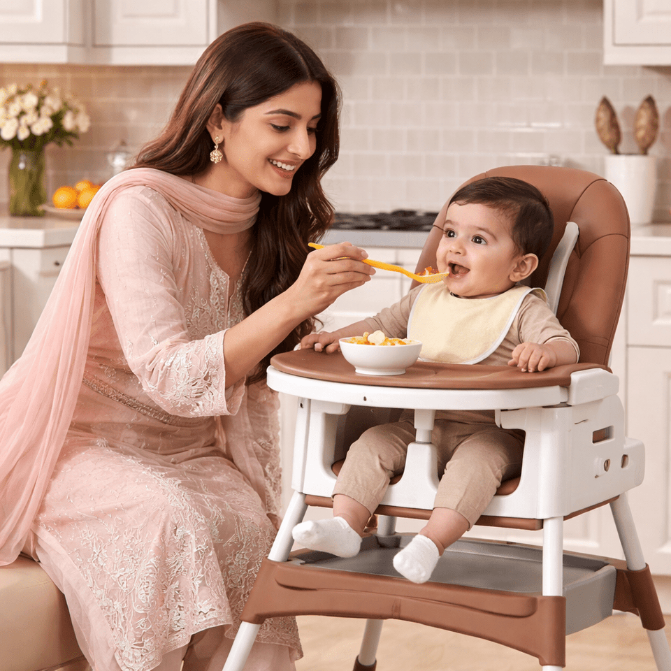 3-in-1 Adjustable Baby Feeding High Chair with Wheels, Safety Belt & Removable Tray | Blue
