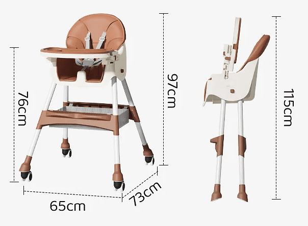 3-in-1 Adjustable Baby Feeding High Chair with Wheels, Safety Belt & Removable Tray | Blue