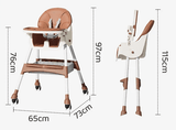 3-in-1 Adjustable Baby Feeding High Chair with Wheels, Safety Belt & Removable Tray | Blue