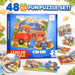 3-in-1 Leveled Puzzle Set – Vehicle Adventure Learning Puzzle |48 Pcs