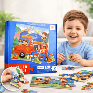 3-in-1 Leveled Puzzle Set – Vehicle Adventure Learning Puzzle |48 Pcs