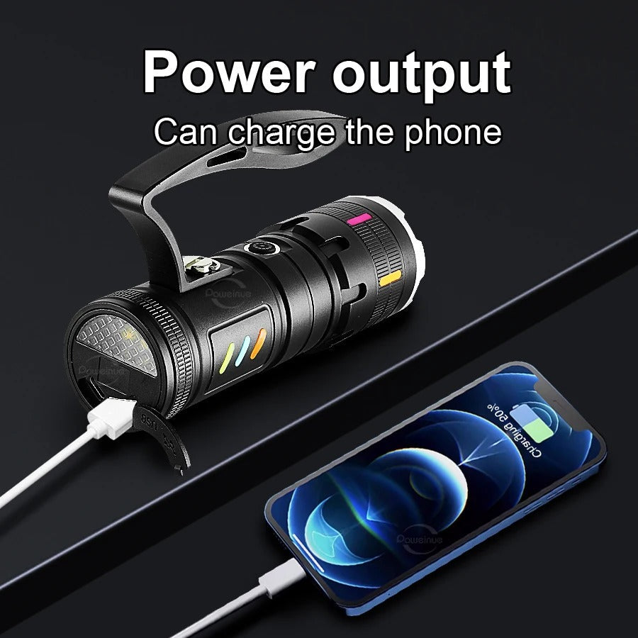 Ultra Powerful Flashlight USB Rechargeable Portable Lantern with COB Lights Outdoor