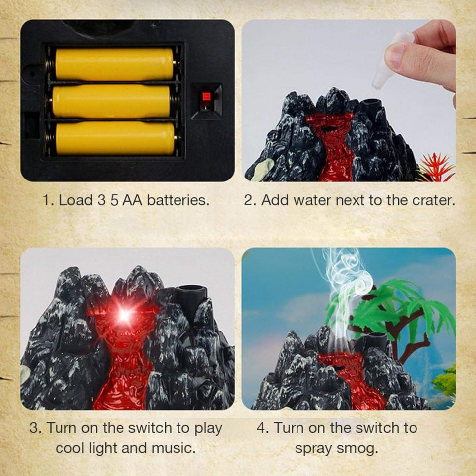 31 Pcs Dinosaur Volcano Adventure Playset with Eruption Feature
