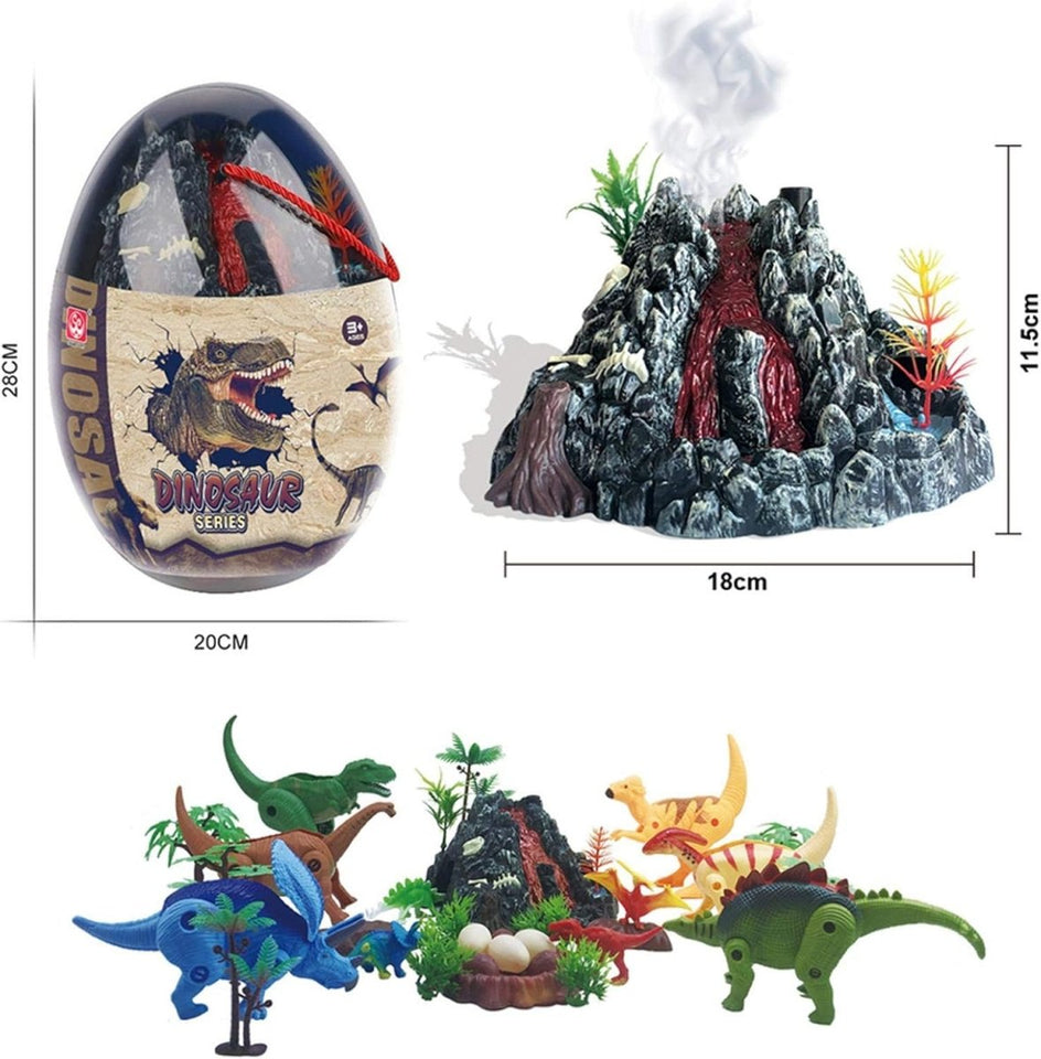 31 Pcs Dinosaur Volcano Adventure Playset with Eruption Feature