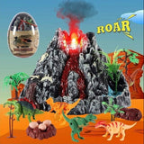 31 Pcs Dinosaur Volcano Adventure Playset with Eruption Feature