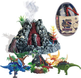 31 Pcs Dinosaur Volcano Adventure Playset with Eruption Feature