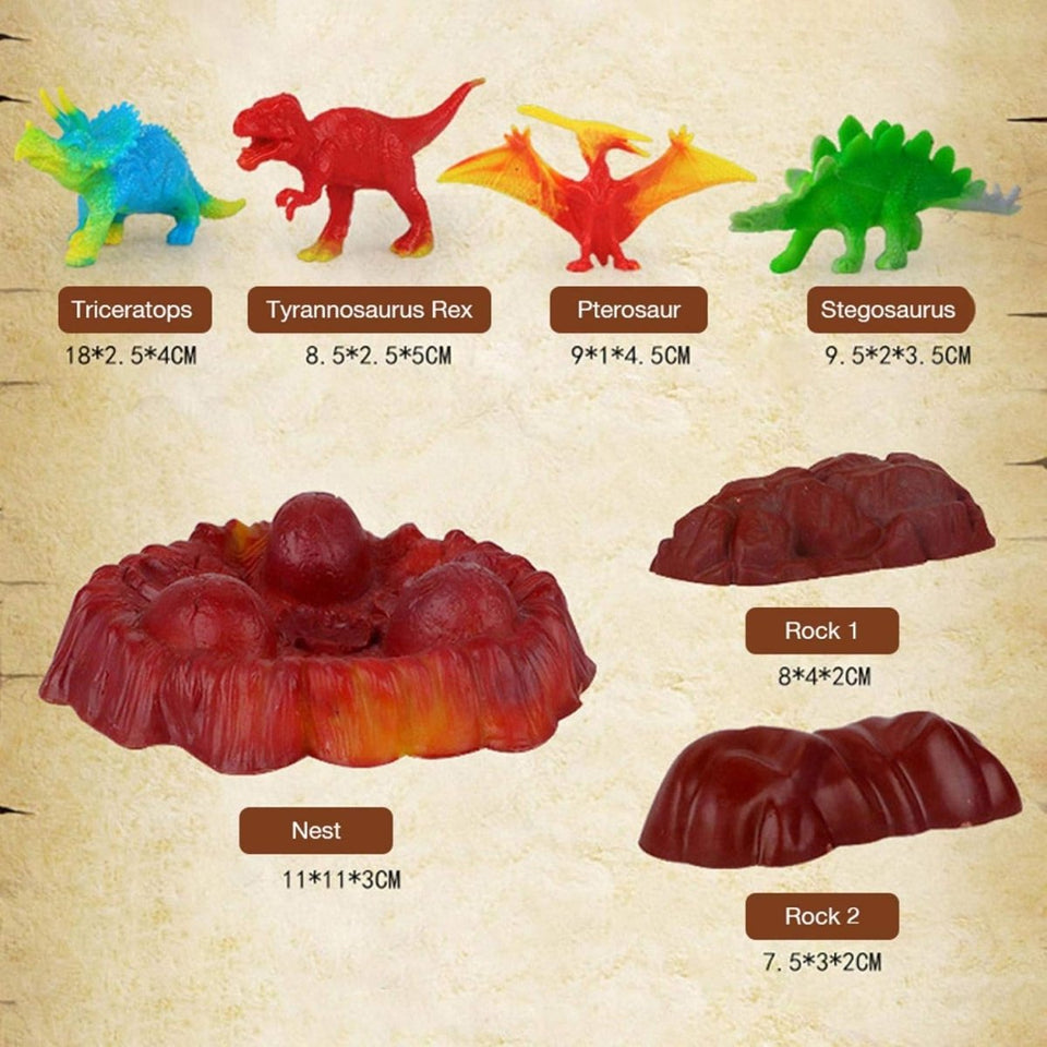 31 Pcs Dinosaur Volcano Adventure Playset with Eruption Feature