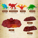 31 Pcs Dinosaur Volcano Adventure Playset with Eruption Feature