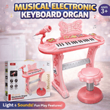 37-Key Multifunctional Cartoon Electronic Piano with Stool & Microphone