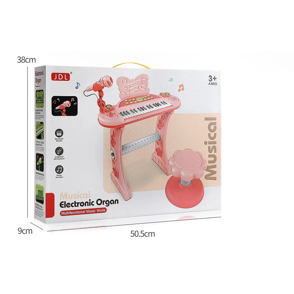 37-Key Multifunctional Cartoon Electronic Piano with Stool & Microphone