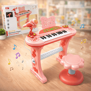37-Key Multifunctional Cartoon Electronic Piano with Stool & Microphone