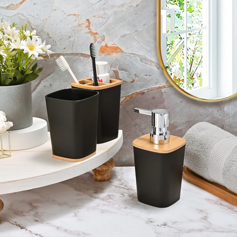 6Pcs Bamboo Bathroom Set