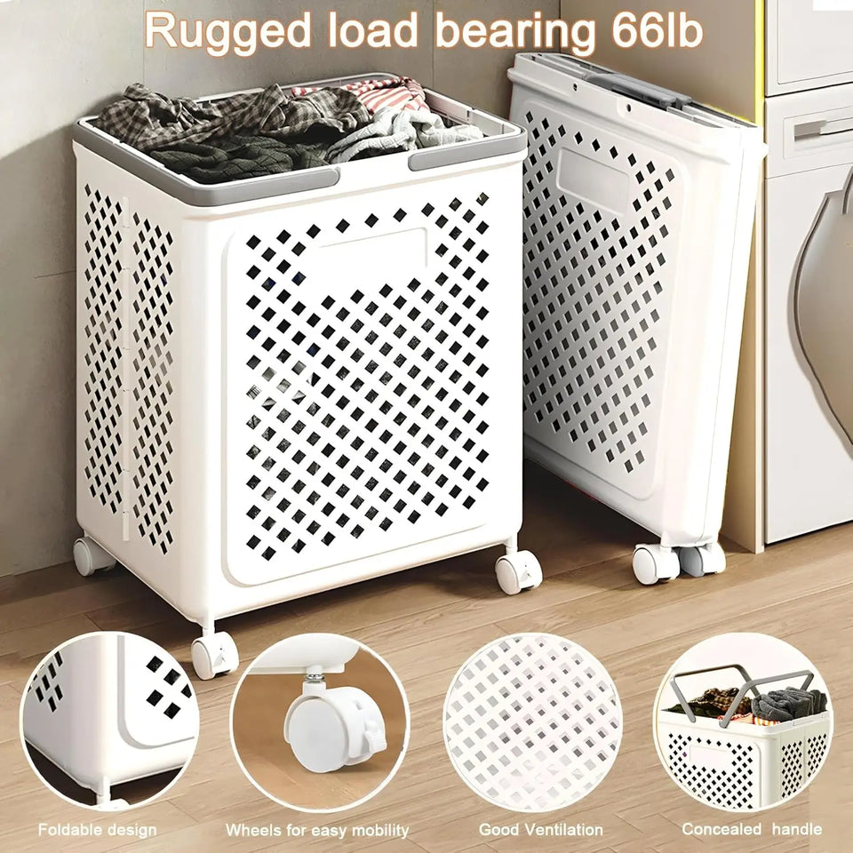 Hashmart Foldable Laundry Basket with Wheels