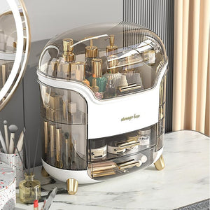 Large Capacity Makeup Organizer with Transparent Lid - Vanity Storage Box
