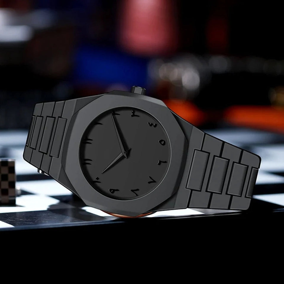 Arabic Aura Full Black Luxury Waterproof Wrist Watch