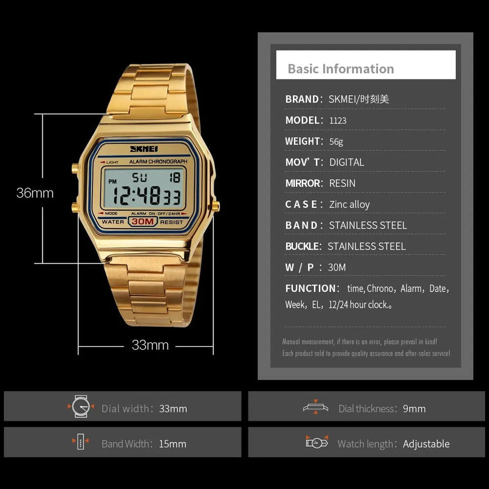Skmei Top Brand Luxury Stainless Steel Chrono Sport Watch