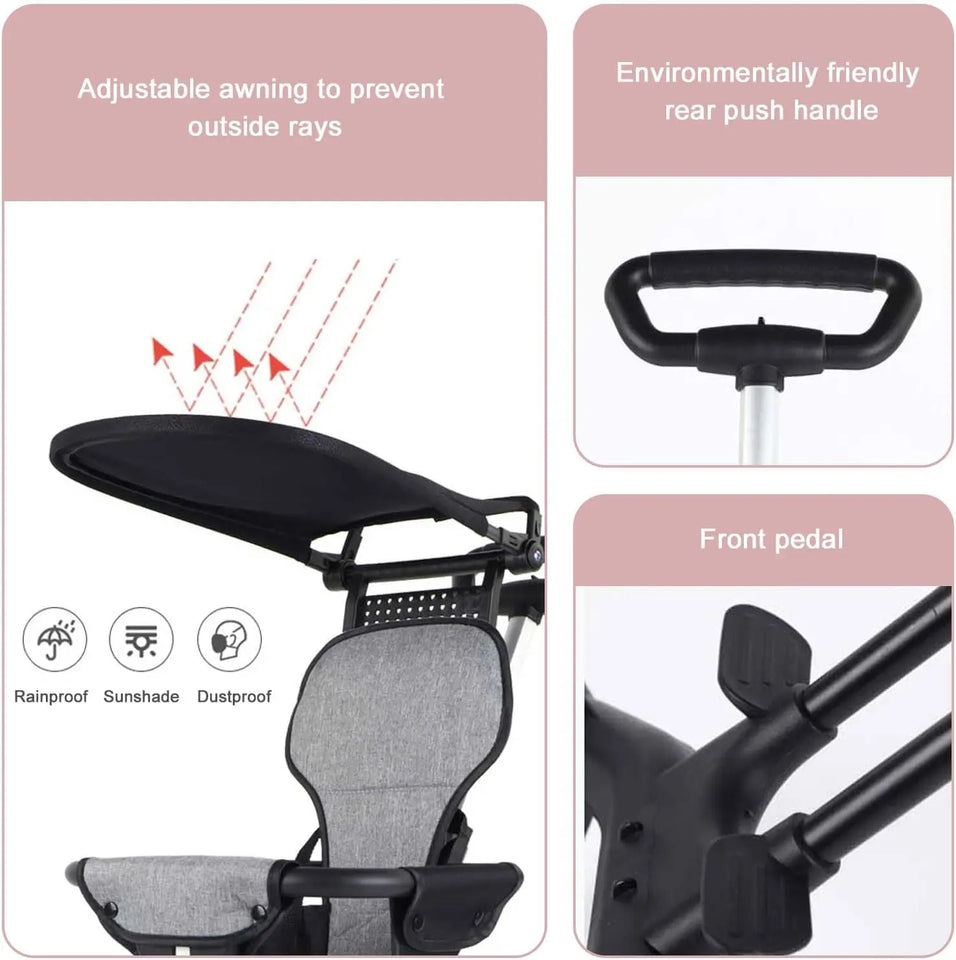 Hashmart Foldable Baby Stroller – Lightweight Travel Stroller for Babies &amp; Toddlers
