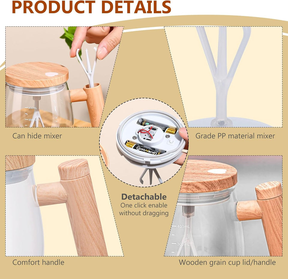 400ml Self Stirring Mug with Lid - Electric Mixing Cup