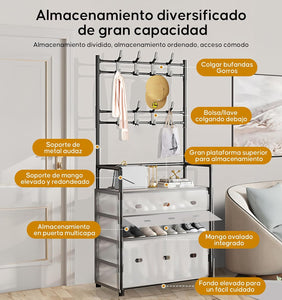 Dust Proof Coat & Shoe Rack with Hooks
