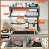3-Tiers Over The Sink Dish Drainer Drying Rack with Cover