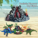 31 Pcs Dinosaur Volcano Adventure Playset with Eruption Feature