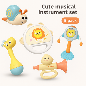 5-Pcs Baby Rattle & Musical Instrument Set with Box for Early Development