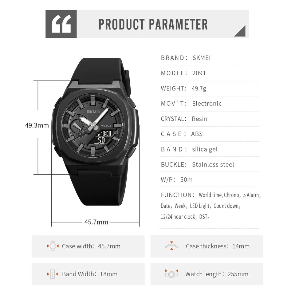 SKMEI 2049 Business Luxury Analog Quartz Digital Watch
