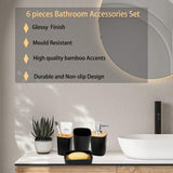 6Pcs Bamboo Bathroom Set