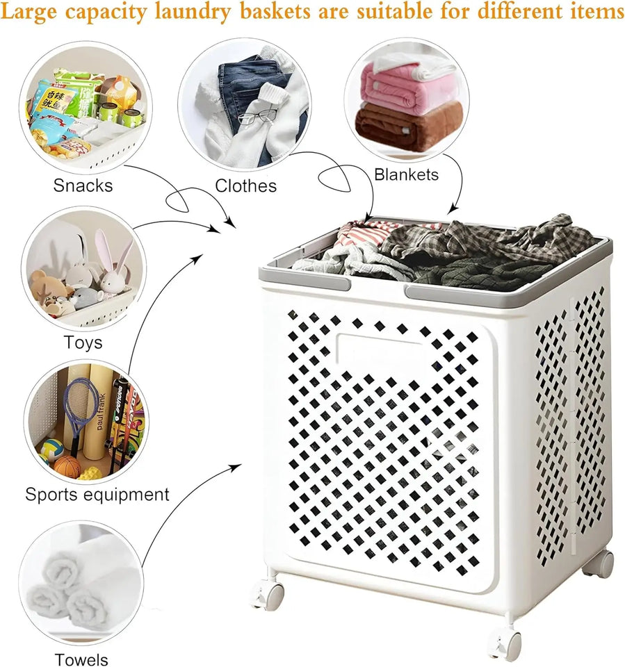 Hashmart Foldable Laundry Basket with Wheels