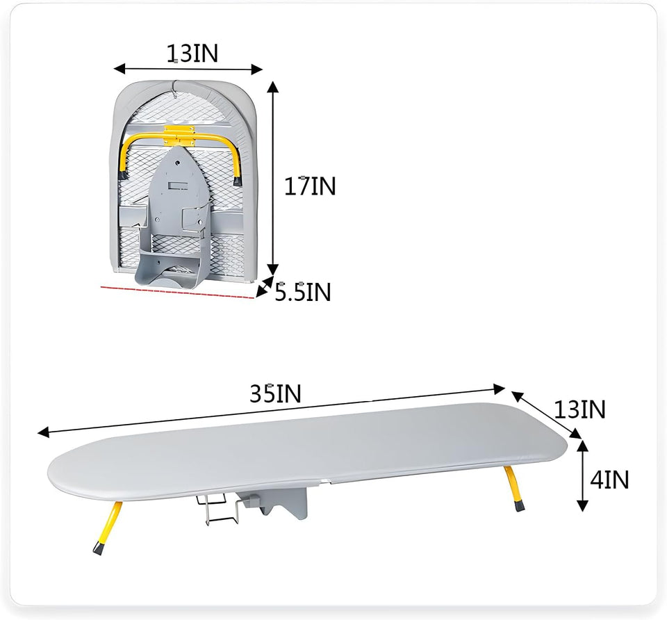 Wall Mount Folding Ironing Board with Iron Holder