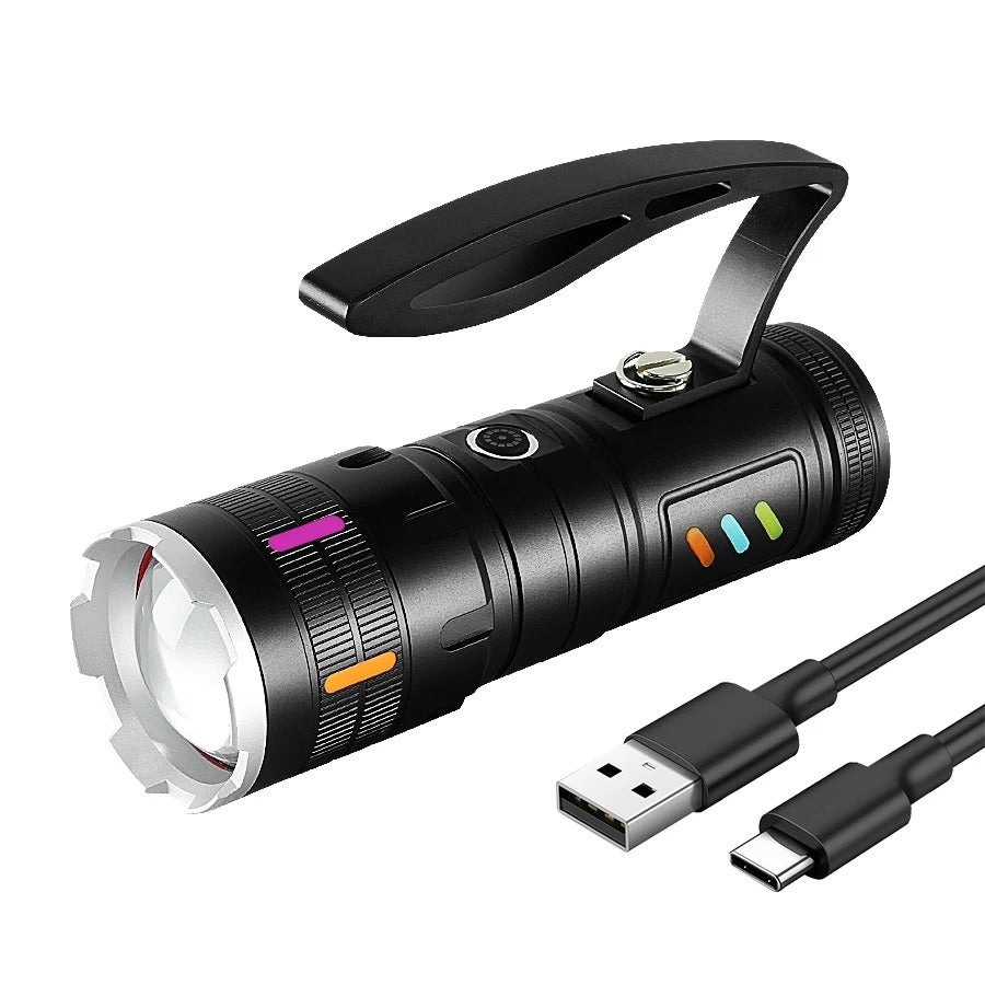 Ultra Powerful Flashlight USB Rechargeable Portable Lantern with COB Lights Outdoor