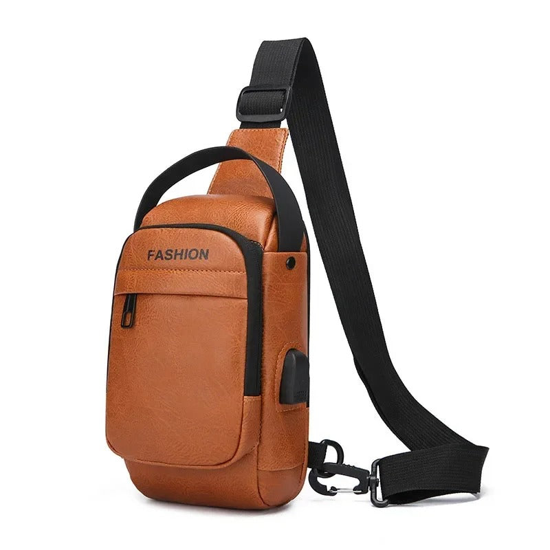 Men's Leather Chest Bag Designer Messenger Crossbody Shoulder Bag