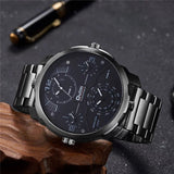 Oulm 3749 Luxury Brand Unique Stainless Steel 4 Time Watch