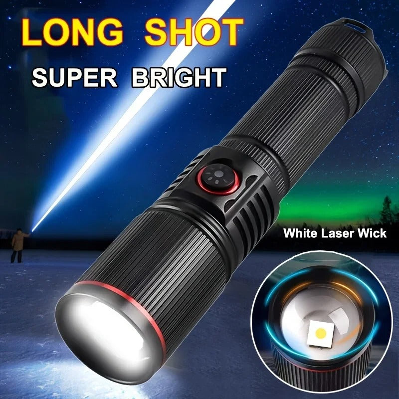 Powerful LED Flashlight Rechargeable Portable Torch White Laser Outdoor Light