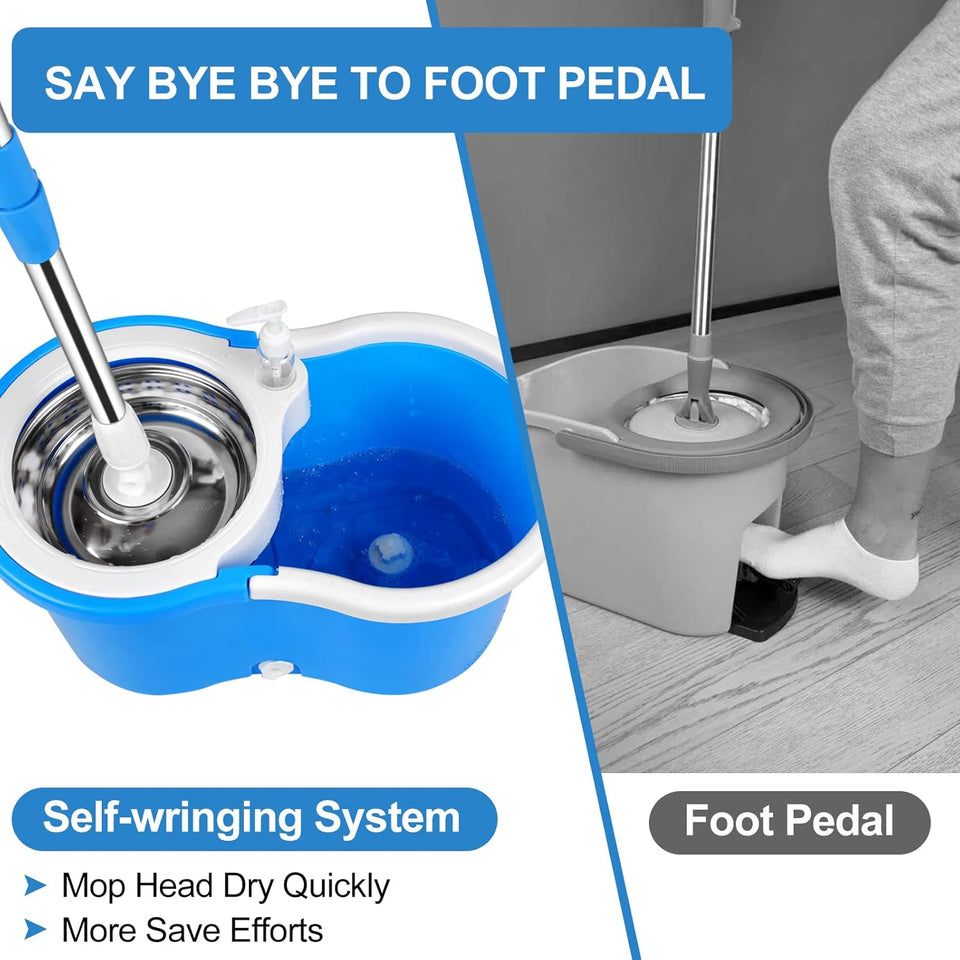 Spin Mop with Stainless Steel Drainer