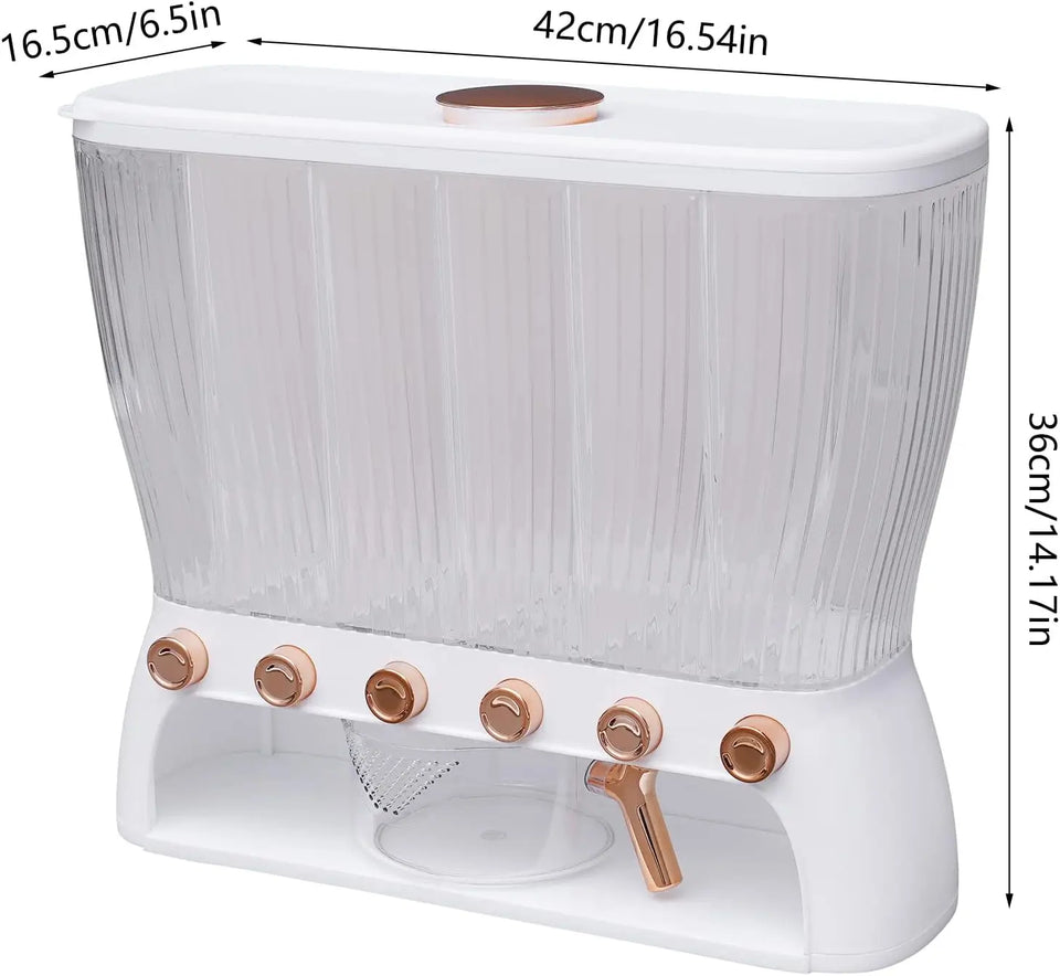 6-Grid Cereal Storage Dispenser -  Easy To Use & Clean