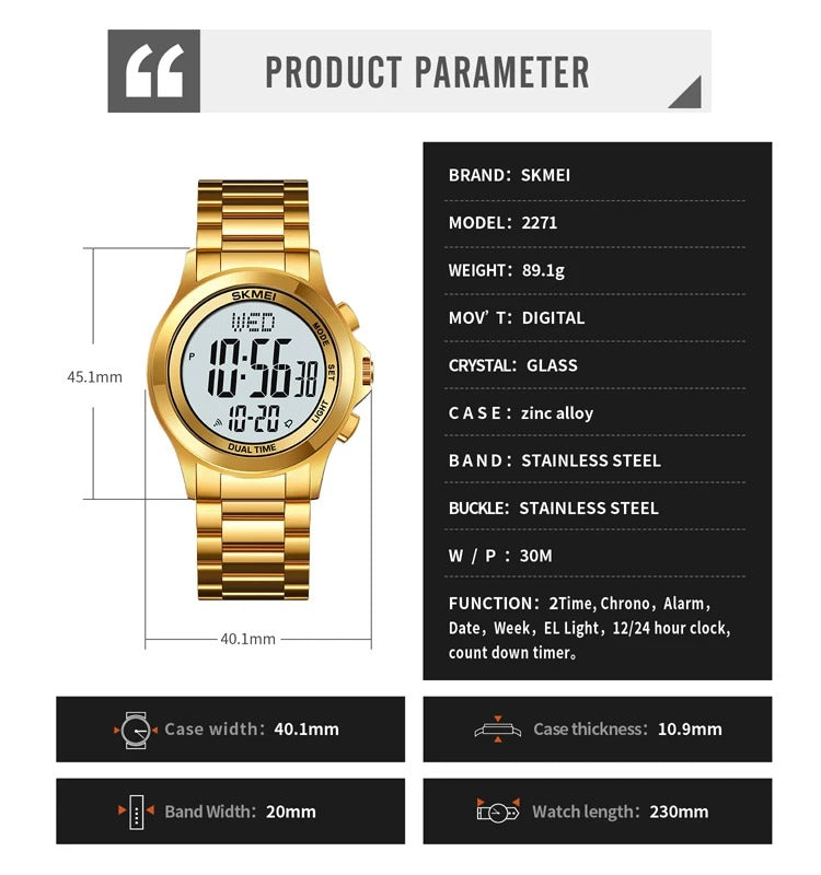 SKMEI 2271 Luxury Brand Unique Leather Strap Watch