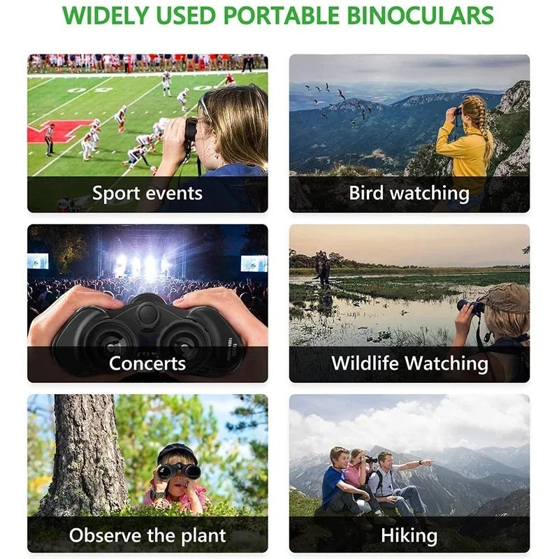 Portable 20X50 Anti-slip Binocular Telescope BAK4 FMC 20X Low Light Night Vision Binoculars