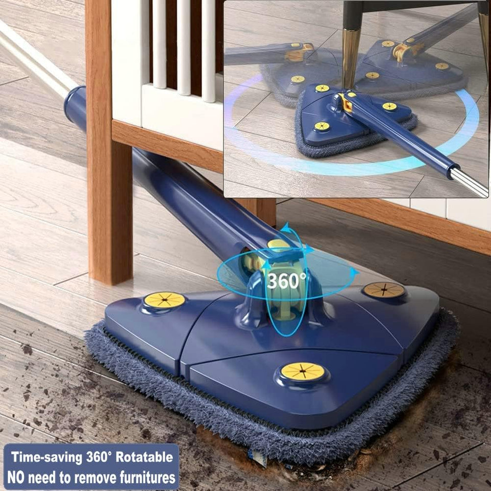 Triangle Extendable Cleaning Mop - 360° Rotatable Squeeze Mop