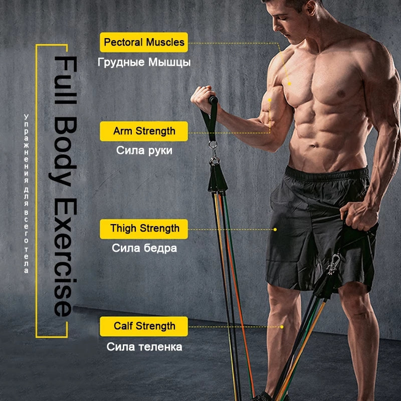 11pcs / Set Fitness Resistance Bands Elastic Pull Rope Exercise