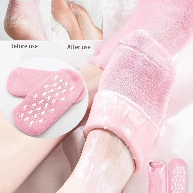 2 PCS Silicone Moisturizing Gel Socks for Cracked Heels - Reusable Foot Mask